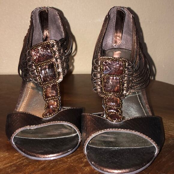 Style & Co "Nathalie" Edgy Whimsical Goth Bronze Faux Drusy Pumps 8 - Picture 4 of 8